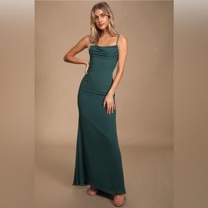 Emerald Green Cowl Neck Maxi Dress